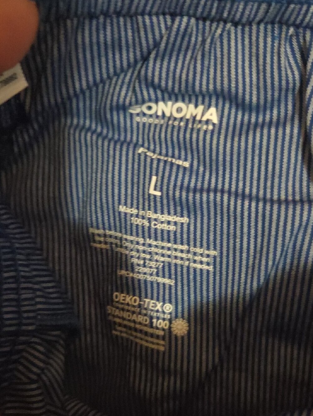 2 Pair Sonoma Pinstripe Drawstring Pajama Pants in Blue and Gray, Mens Large NWT - Picture 6 of 16